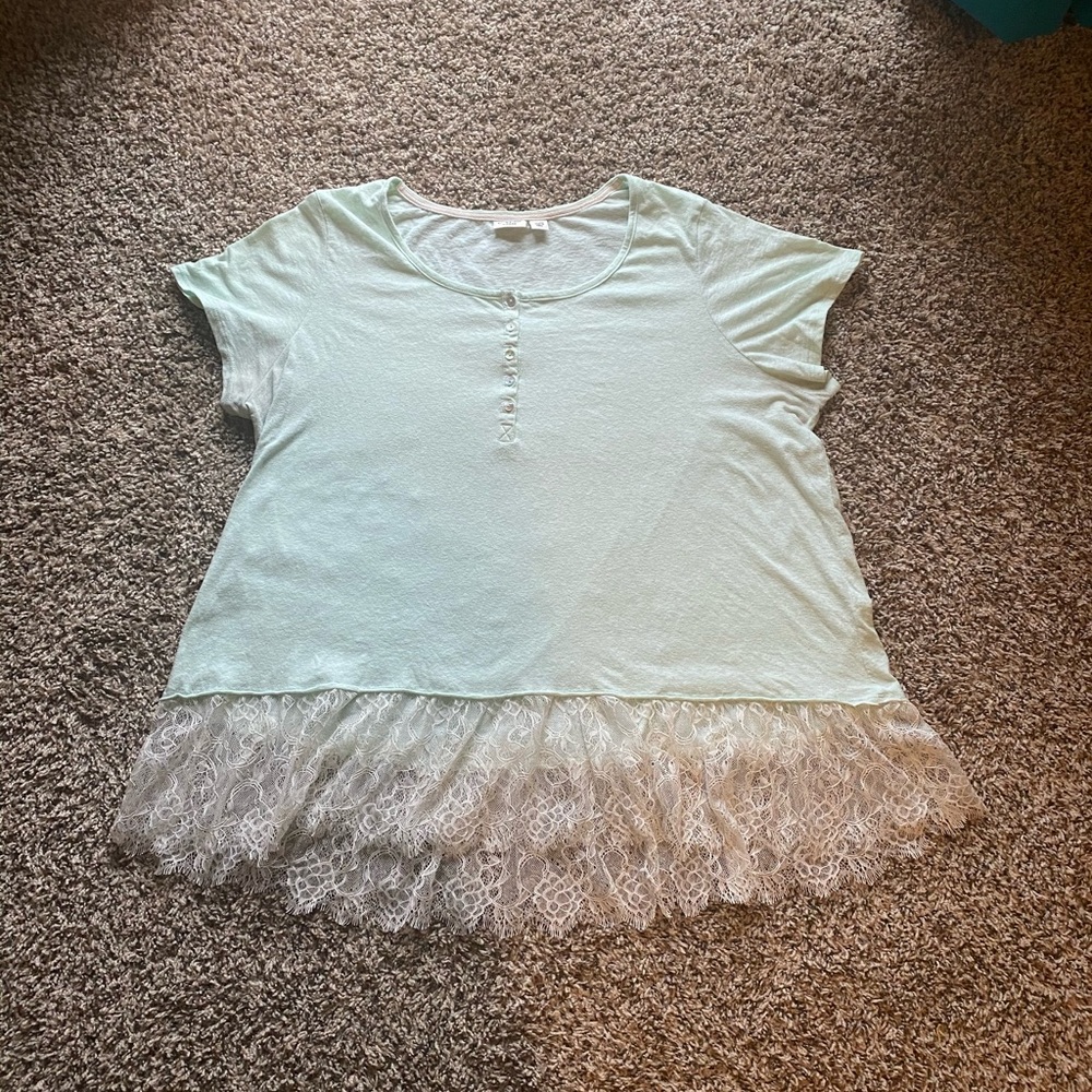 Mint green shirt with lace